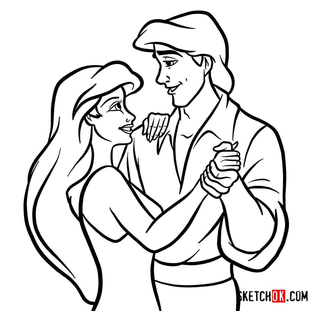 1200x1200 How To Draw Eric And Ariel Together The Little Mermaid