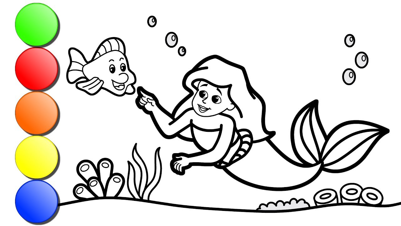 1280x720 Cute Little Barbie Mermaid Painting And Coloring