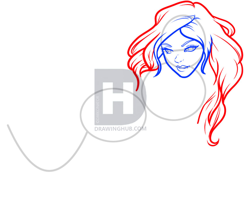 848x720 How To Draw A Mermaid Girl, Mermaid Girl, Step