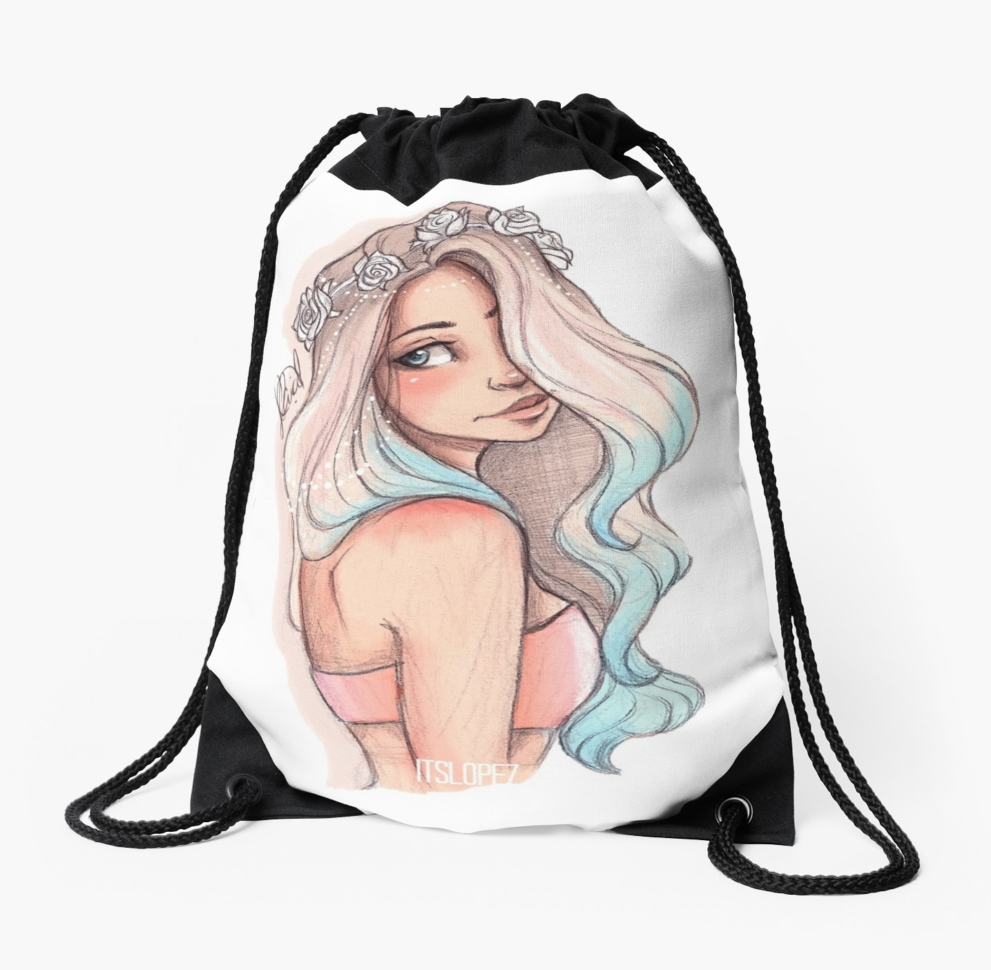 1435x1404 Mermaid Hair Drawstring Bag