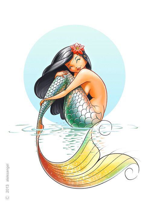 500x677 Mermaid With Multi Color Tail Sitting Art Mermaids With Tails