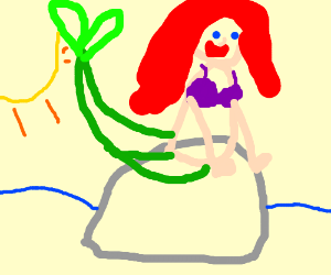 300x250 Huge Collection Of 'mermaid Sitting On A Rock Drawing' Download