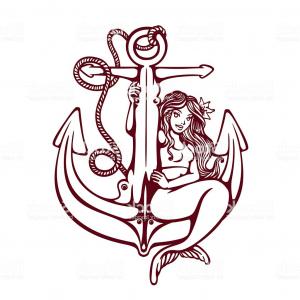 300x300 siren mermaid pin up girl on anchor old school tattoo vector