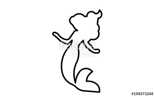 500x313 Little Mermaid Silhouette Outline On White Background Stock Image