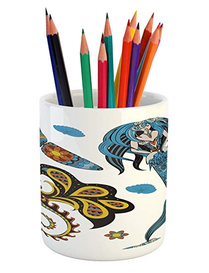 421x550 Ambesonne Mermaid Pencil Pen Holder, Artistic Oceanic