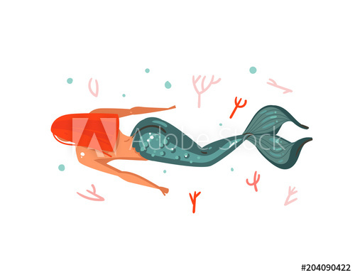 500x387 Hand Drawn Vector Abstract Cartoon Graphic Summer Time Underwater