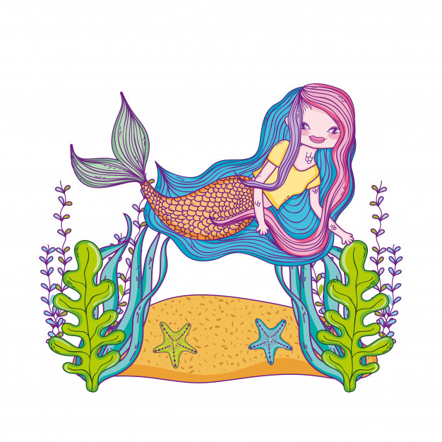626x626 Mermaid Swimming Undersea Vector Premium Download