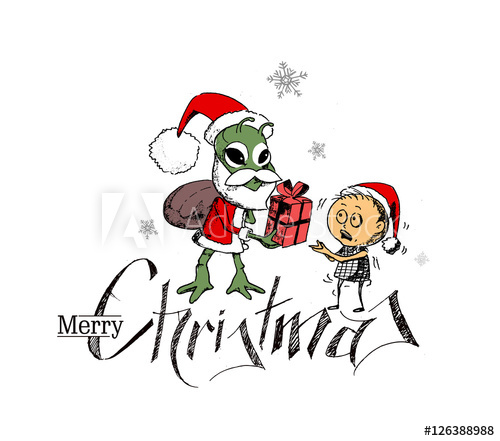 500x441 Merry Christmas! Cartoon Style Hand Sketchy Drawing Of A Little