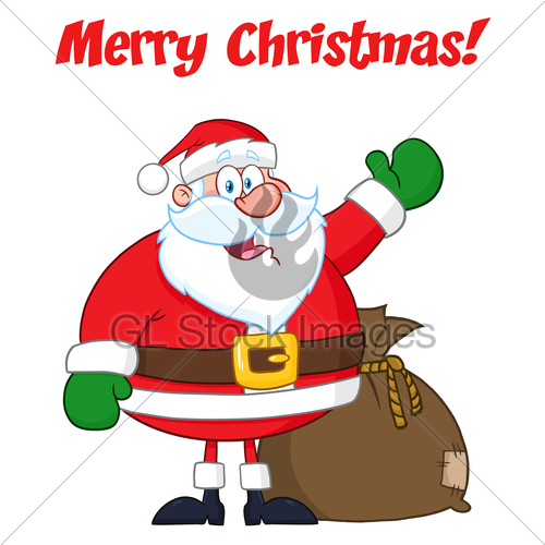 500x500 Happy Santa Claus Cartoon Mascot Character Waving Hand Dr Gl