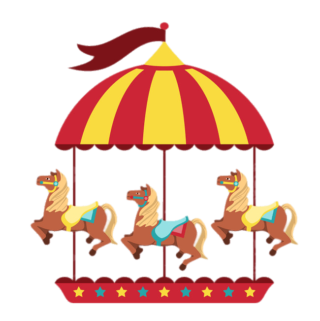 650x651 Merry Go Round With Three Horses Transparent Png