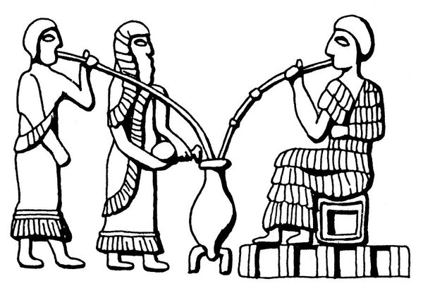 600x405 mesopotamia drinking beer painting