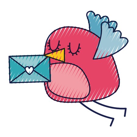 450x450 Sweet Bird With Envelope Message In Beak Cartoon Vector