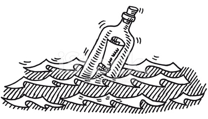 411x235 Message In A Bottle Sea Drawing Stock Photos