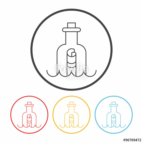 500x500 message in a bottle line icon stock image and royalty free vector