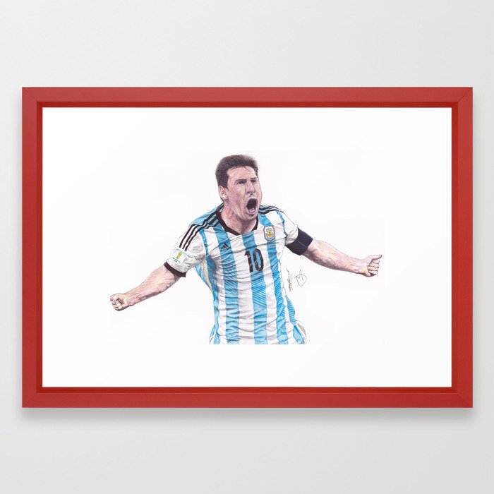 700x700 Leo Messi Pen Drawing Framed Art Print
