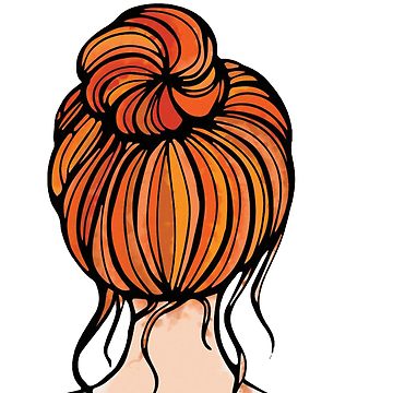 360x360 Messy Hair Bun Orange Sticker