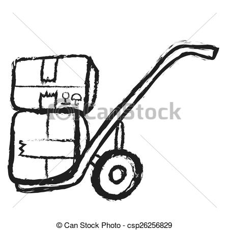450x453 doodle metal hand truck with corrugated cardboard package clip