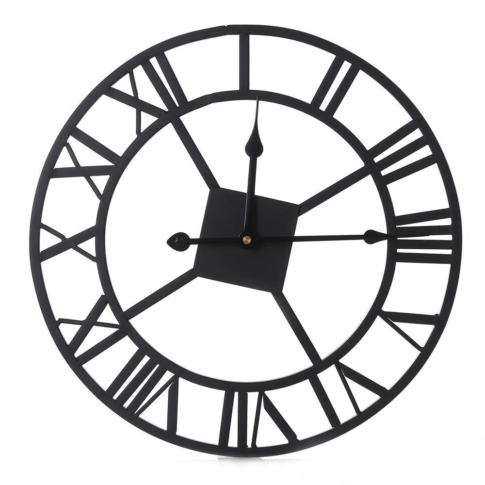 1000x1000 Retro Oversize Iron Wall Clock Round Metal Silent Wall