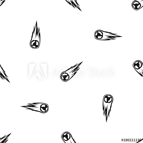 500x500 Falling Meteor With Long Tail Pattern Seamless Black
