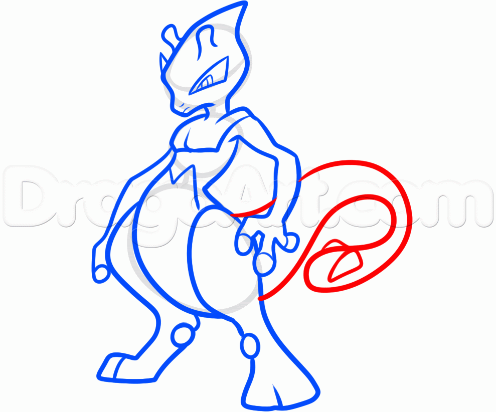 989x822 How To Draw Lugiatwo, Lugia And Mewtwo Fusion, Step