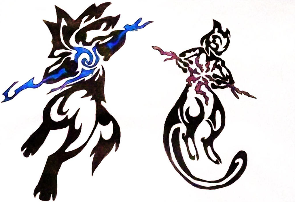 1024x702 Tribal Drawing Mewtwo And Lucario