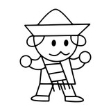 160x160 Mexican Boy Cartoon Illustration Isolated On White Background