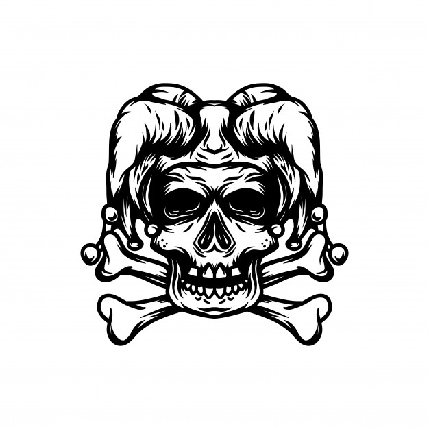 626x626 clown skull harlequin vector image vector free download