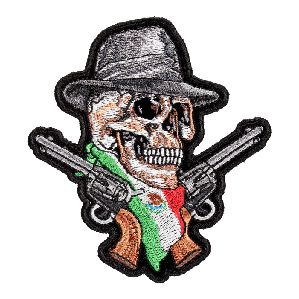 1000x1000 mexican flag skull guns patch mexican skull patches