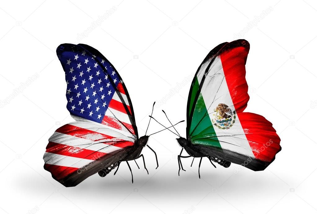 1023x692 Two Butterflies With Flags On Wings As Symbol Of Relations Usa