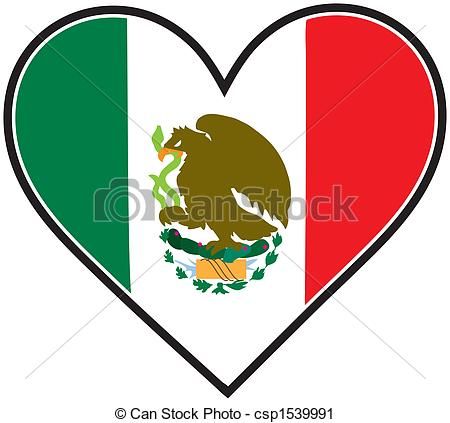 450x423 Clipart Of Mexico Heart Flag