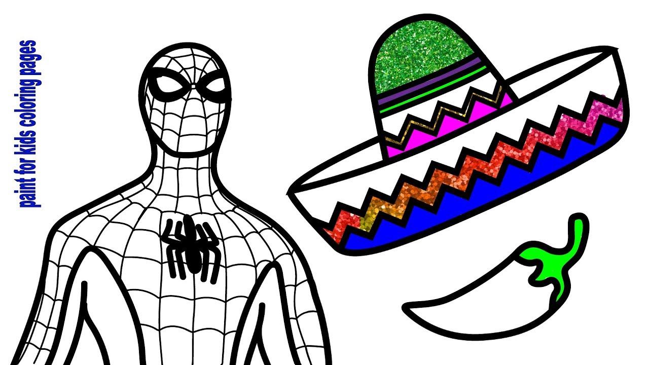 1280x720 Glitter Mexican Hat, Drawing And Coloring Spiderman, Learn Colors