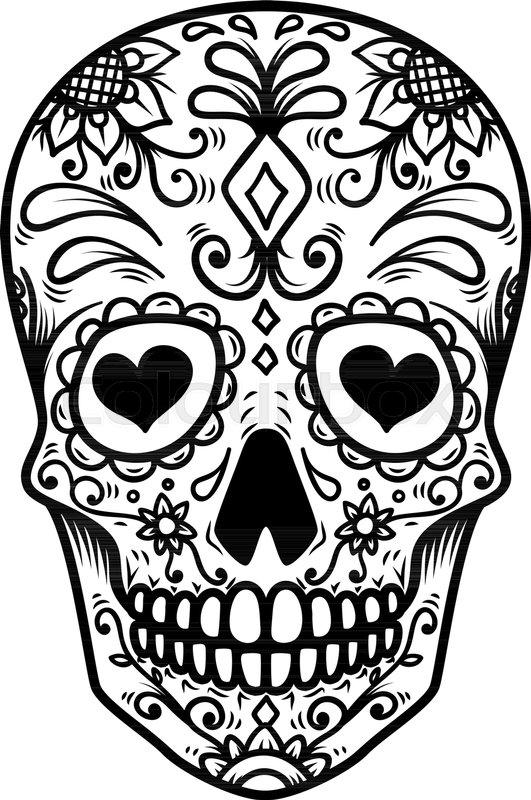 531x800 Sugar Skull Isolated On White Stock Vector Colourbox