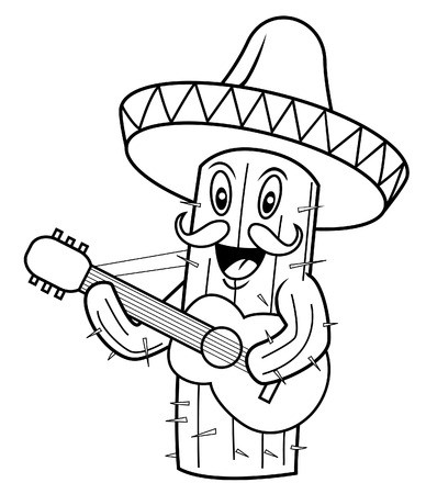 388x450 Mexican Sombrero Hat, Maracas Vector Illustration Royalty Free