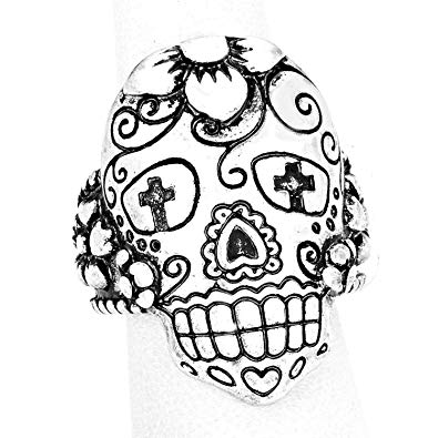 395x395 Halloween Day Of The Dead Mexican Sugar Skull Stretch Ring
