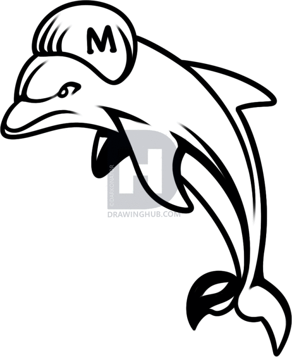 588x720 How To Draw The Miami Dolphins, Step