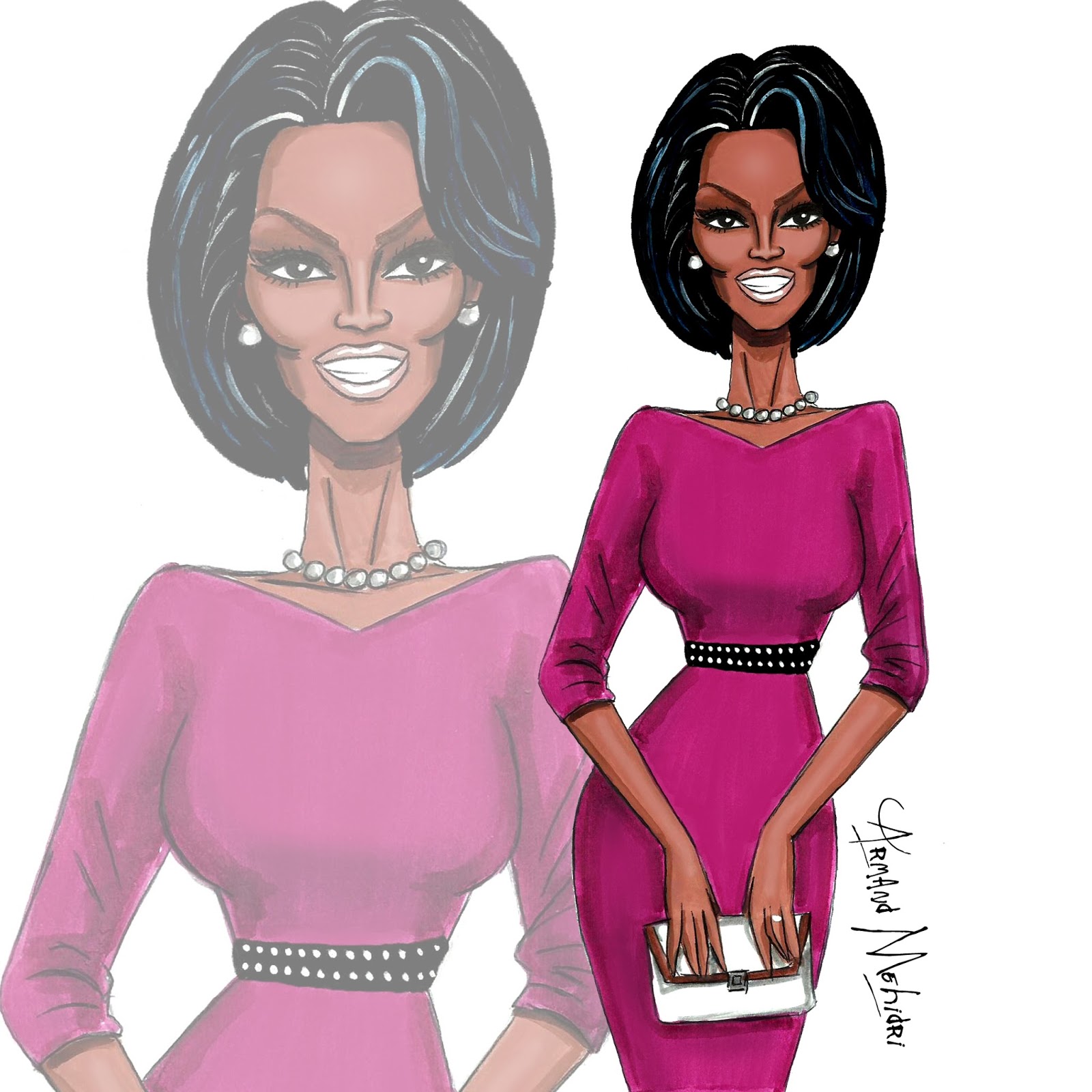 1600x1600 Michelle Obama Fashion Illustrations
