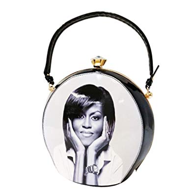 395x395 Tigerstars Modernistic Round Black White Michelle Obama Rhinestone
