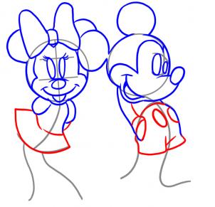 302x291 How To Draw Mickey And Minnie, Step