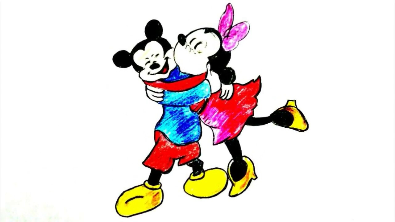 1280x720 How To Draw Mickey Mouse Minnie Mouse Kissing Cartoons Step