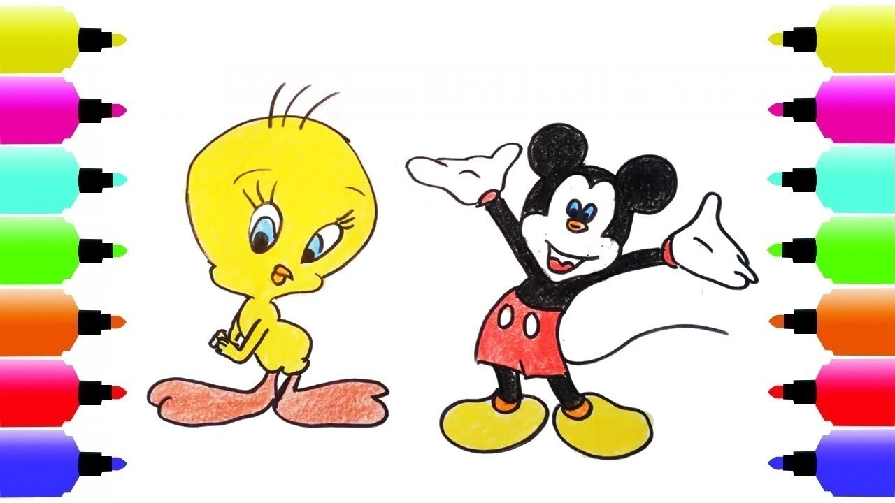 1280x720 How To Draw Mickey Mouse, Duck, Kids Learn Drawing, Art Colors