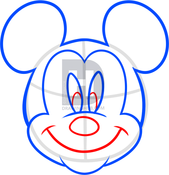 695x720 How To Draw Mickey Mouse For Kids, Step