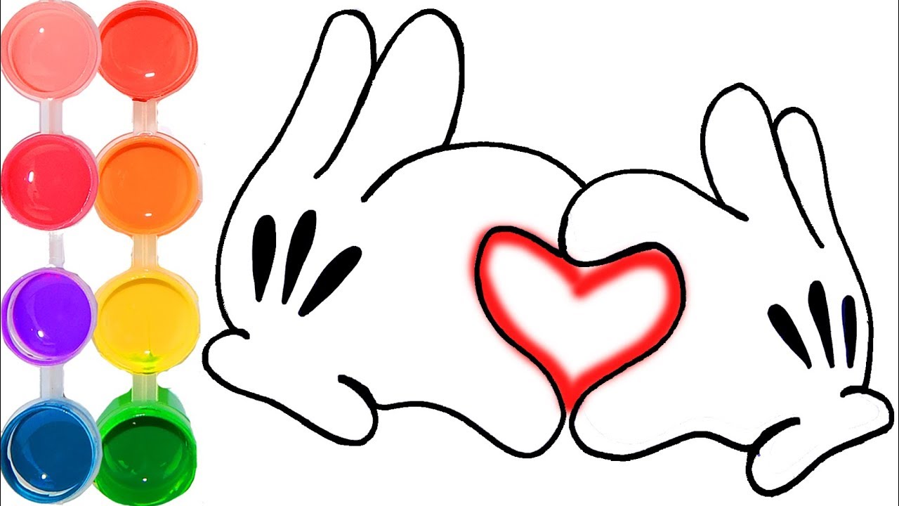 1280x720 How To Draw And Color Mickey Mouse Hands Coloring Tutorial
