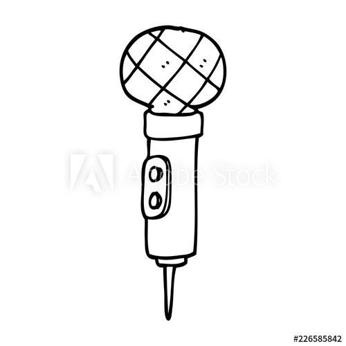 500x500 Line Drawing Cartoon Gold Microphone