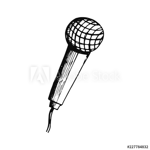 500x500 Microphone Sketch Icon Isolated Drawing Object