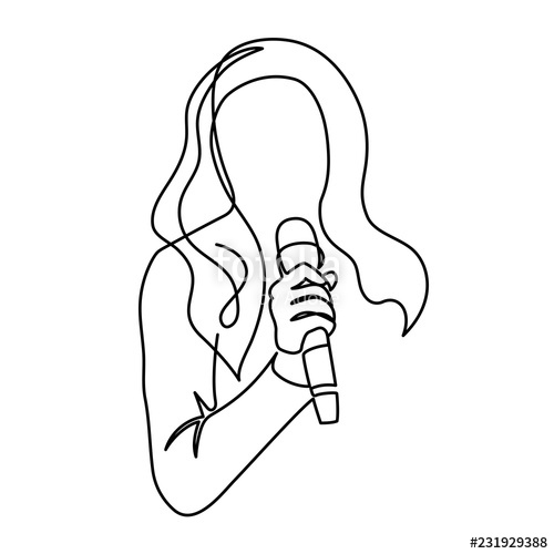 500x500 Continuous Line Drawing Of Vector Wired Microphone Icon Thin Line