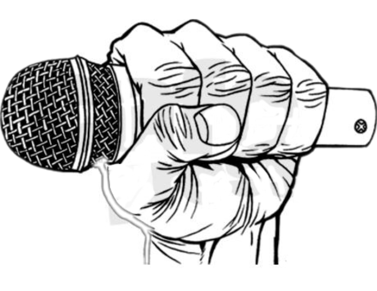 1241x960 Microphone Drawing Hand Holding For Free Download