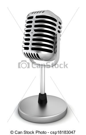 300x470 Retro Microphone Illustration On White Background Drawing