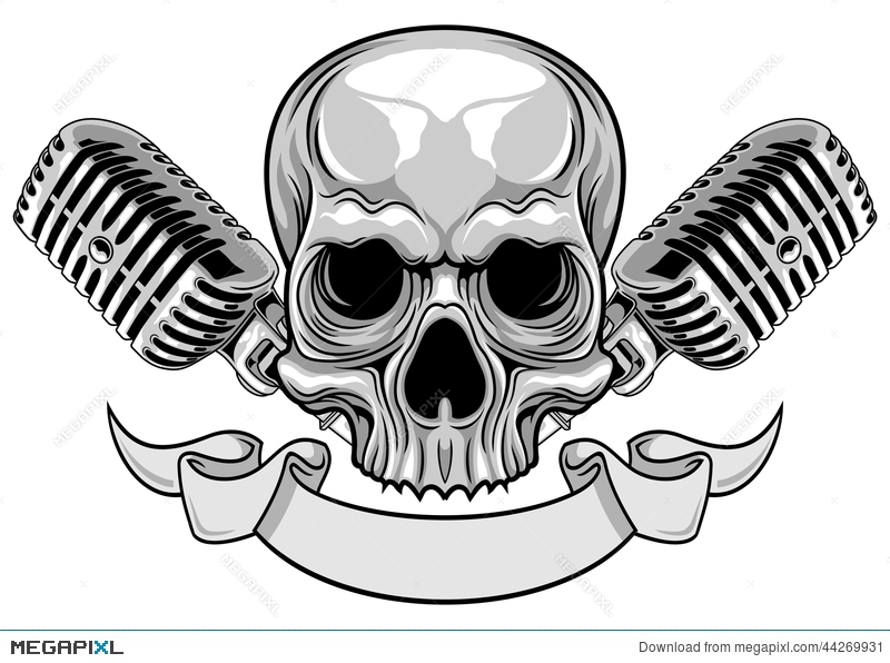 800x596 Microphone Drawing Skull For Free Download