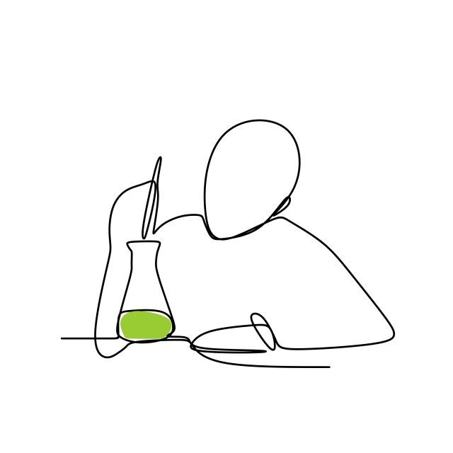 640x640 a person make a chemical reaction with continuous line art drawing