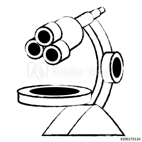 500x500 Sketch Of Microscope Tool Icon Over White Background, Vector